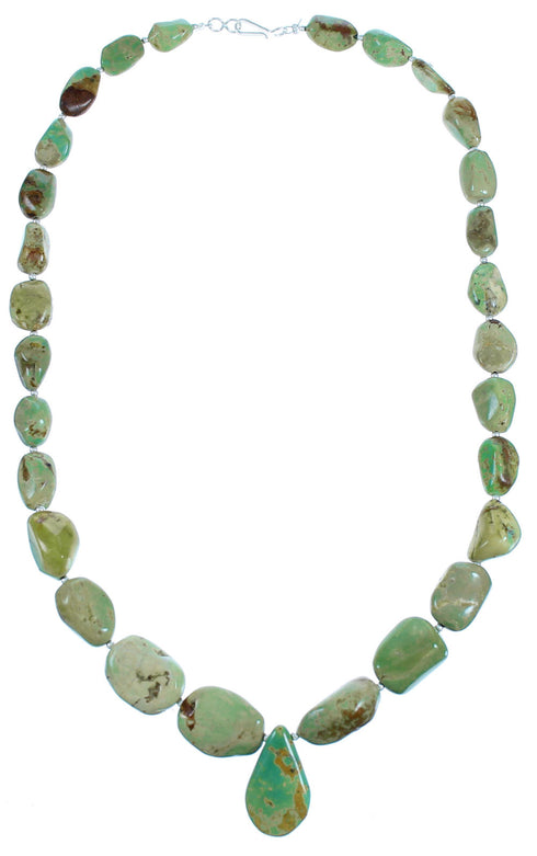 Turquoise Tear Drop Sterling Silver Bead Necklace RX114262