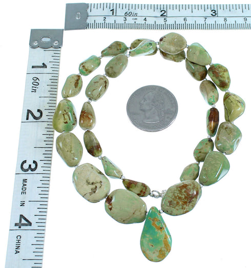 Turquoise Tear Drop Sterling Silver Bead Necklace RX114262
