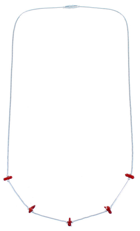 Liquid Sterling Silver Coral Bead Necklace RX114267