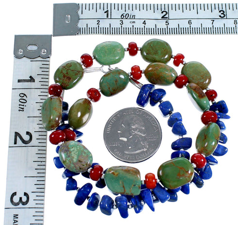 Multicolor Authentic Sterling Silver Southwest Bead Necklace RX114272