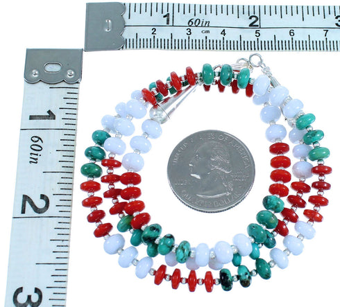 Multicolor Genuine Sterling Silver Bead Necklace RX114276