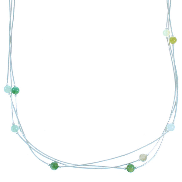 Liquid Silver 3-Strand Jasper Bead Necklace RX114277