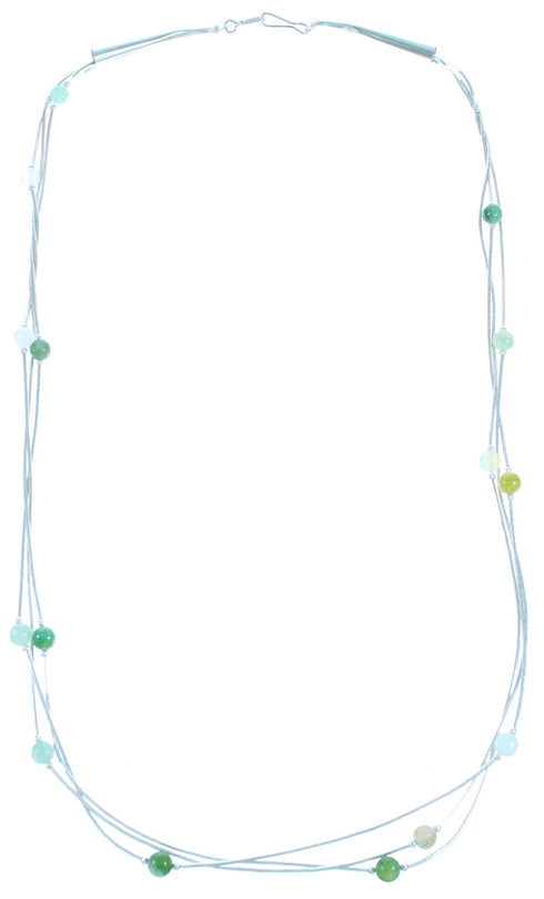 Liquid Silver 3-Strand Jasper Bead Necklace RX114277