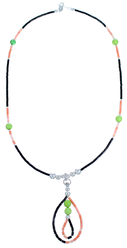 Sterling Silver Multicolor Bead Necklace RX114282