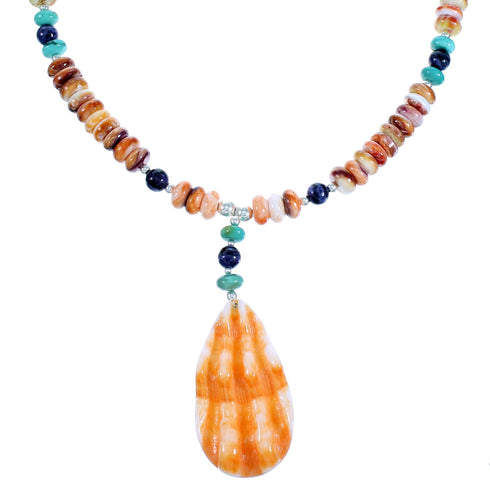 Multicolor Sterling Silver Bead Necklace RX114286