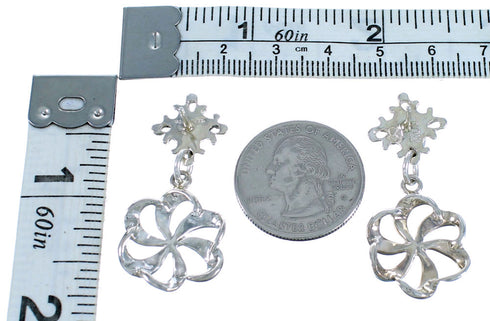 Sterling Silver Turquoise Flower Post Dangle Earrings RX114342