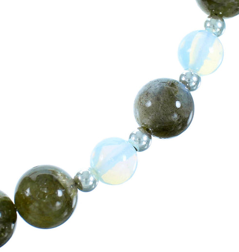 Labradorite Opalite Genuine Sterling Silver Southwest Bead Necklace RX114375