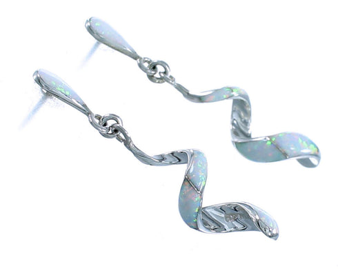 Opal And Sterling Silver Spiral Post Dangle Earrings SX114288