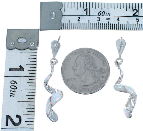 Opal And Sterling Silver Spiral Post Dangle Earrings SX114288