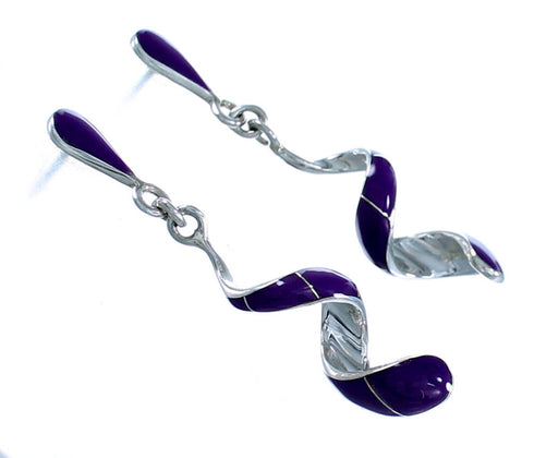 Sugilite Sterling Silver Southwest Spiral Post Dangle Earrings SX114289