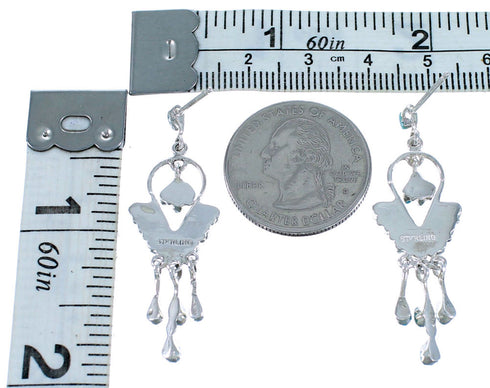 Turquoise Needlepoint Sterling Silver Post Dangle Earrings SX114303