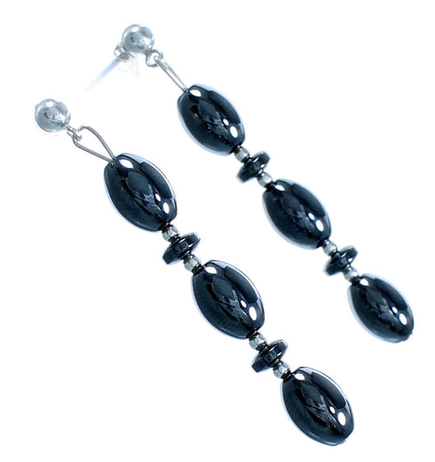 Sterling Silver And Hematite Bead Post Dangle Earrings SX114366