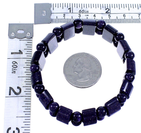 Blue Goldstone Southwest Strecth Bead Bracelet SX114436