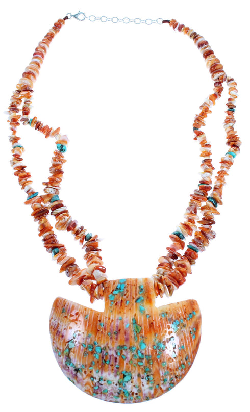 Genuine Sterling Silver Turquoise Oyster Shell Southwest Bead Necklace LX114415