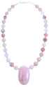 Pink Opal Agate Southwestern Sterling Silver Bead Necklace LX114432