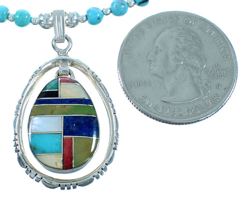 Multicolor Genuine Sterling Silver Bead Necklace RX114460