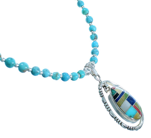 Multicolor Genuine Sterling Silver Bead Necklace RX114460