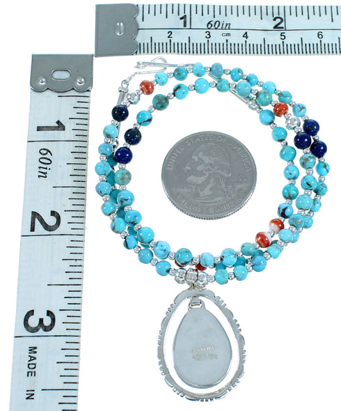 Multicolor Genuine Sterling Silver Bead Necklace RX114460