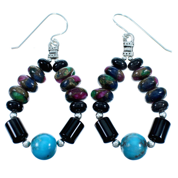 Multicolor Sterling Silver Bead Hook Dangle Earrings RX114473