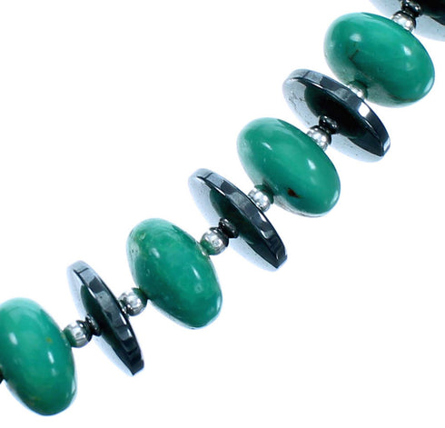 Hematite And Turquoise Sterling Silver Bead Necklace SX114483