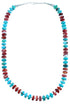 Sterling Silver Turquoise And Red Oyster Shell Bead Necklace SX114481