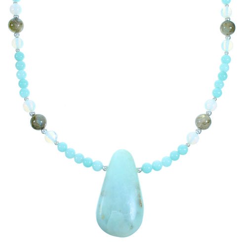 Genuine Sterling Silver Southwest Multicolor Bead Necklace Set SX114490