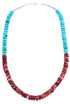 Authentic Sterling Silver Turquoise Red Oyster Shell Bead Necklace SX114482