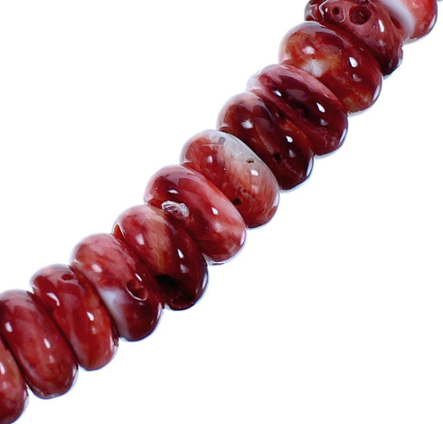 Authentic Sterling Silver Turquoise Red Oyster Shell Bead Necklace SX114482