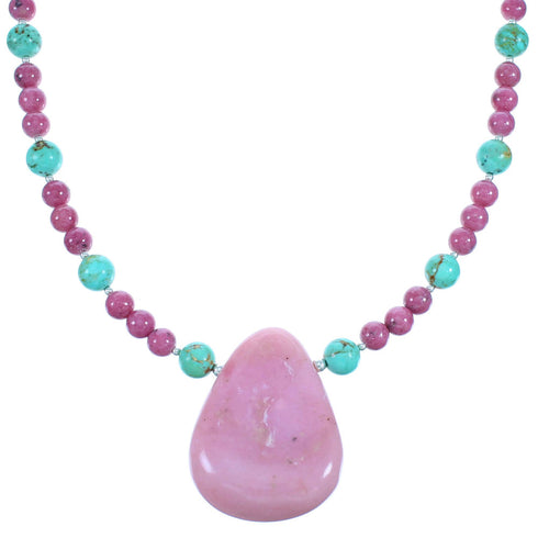 Southwestern Multicolor Sterling Silver Bead Necklace LX114539