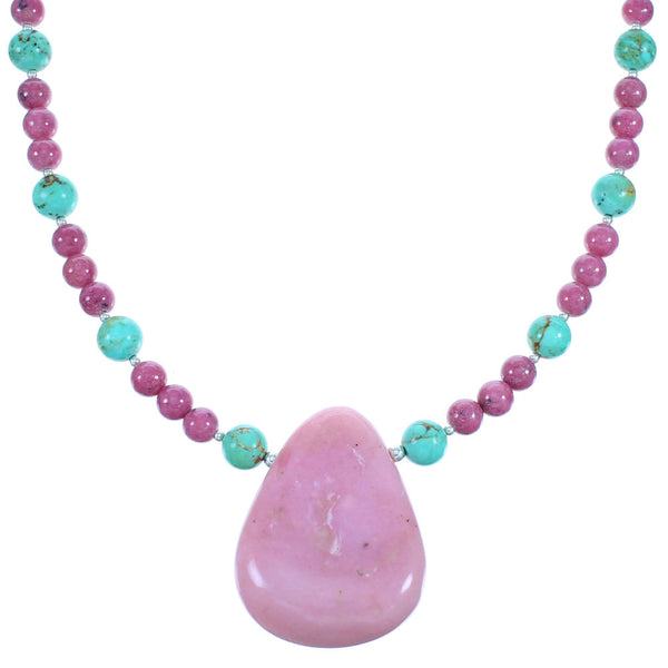 Southwestern Multicolor Sterling Silver Bead Necklace LX114539