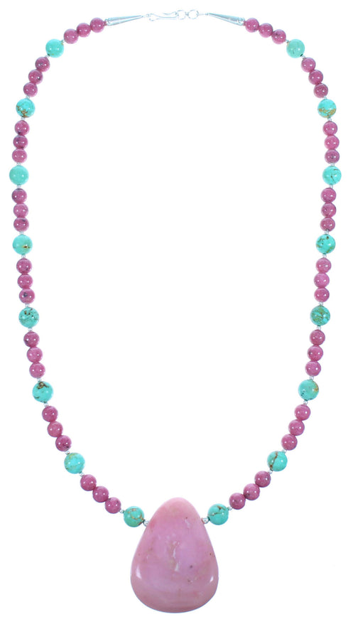 Southwestern Multicolor Sterling Silver Bead Necklace LX114539