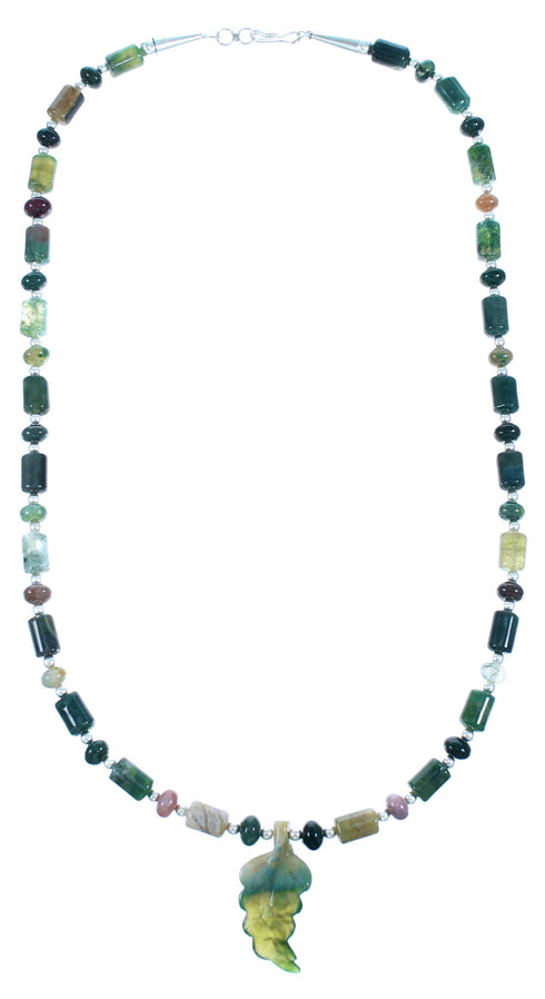Jasper And New Jade Leaf Sterling Silver Bead Necklace SX114568