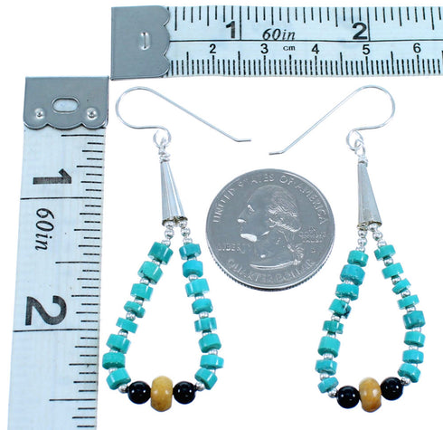 Multicolor Southwest Sterling Silver Bead Hook Dangle Earrings SX114583