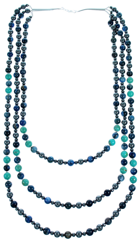Multicolor Authentic Sterling Silver 3-Strand Bead Necklace RX114620