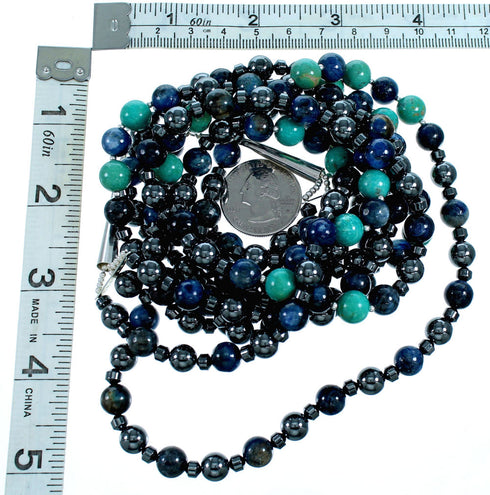 Multicolor Authentic Sterling Silver 3-Strand Bead Necklace RX114620