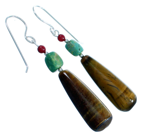 Sterling Silver Multicolor Hook Dangle Bead Earrings RX114638