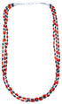 Coral And Hematite Sterling Silver 3-Strand Bead Necklace SX114678