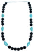 Sterling Silver Onyx And Turquoise Bead Necklace SX114658