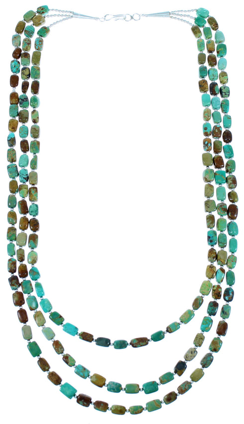 Sterling Silver 3-Strand Turquoise Bead Necklace SX114675