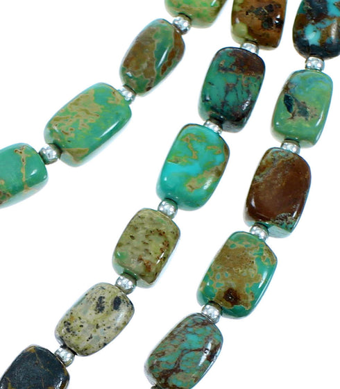 Sterling Silver 3-Strand Turquoise Bead Necklace SX114675