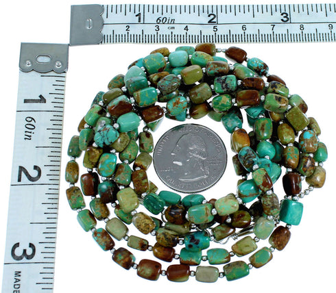 Sterling Silver 3-Strand Turquoise Bead Necklace SX114675