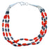 Coral And Hematite Sterling Silver 3-Strand Bead Bracelet SX114687