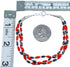 Coral And Hematite Sterling Silver 3-Strand Bead Bracelet SX114687