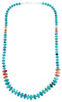 Genuine Sterling Silver Turquoise And Oyster Shell Bead Necklace RX114667