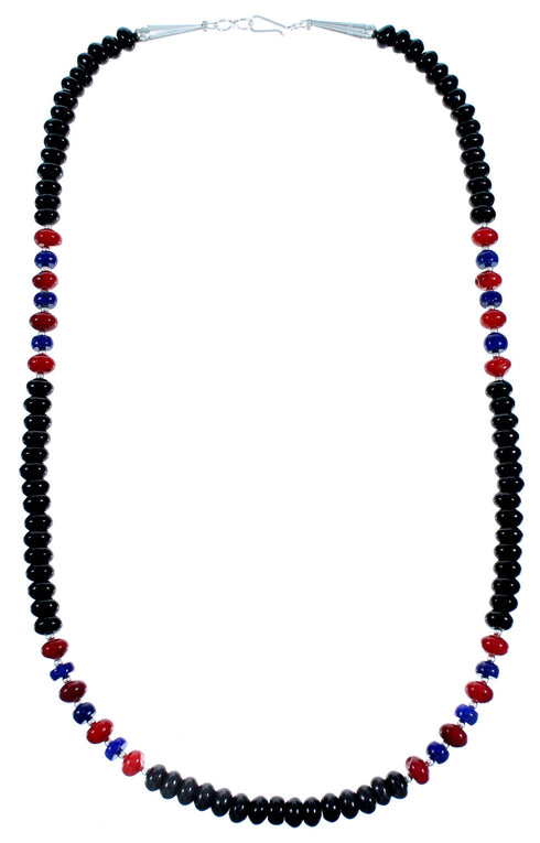 Authentic Sterling Silver Multicolor Southwest Bead Necklace RX114669