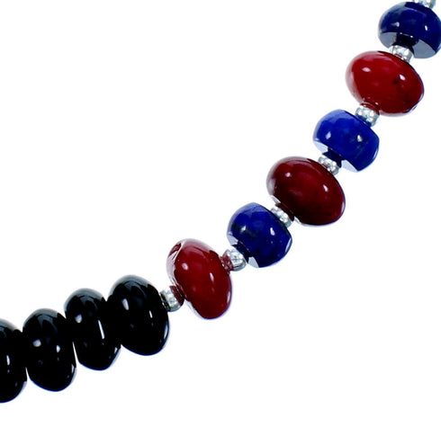 Authentic Sterling Silver Multicolor Southwest Bead Necklace RX114669