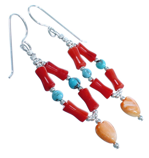 Sterling Silver Multicolor Heart Hook Dangle Bead Earrings RX114694