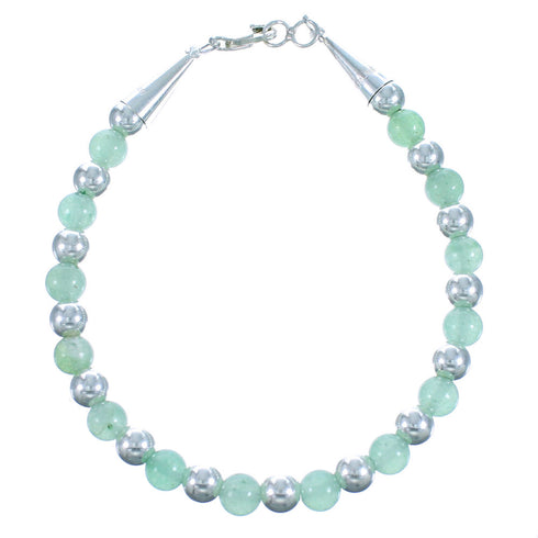 Genuine Sterling Silver Aventurine Bead Bracelet RX114709