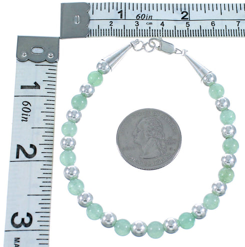 Genuine Sterling Silver Aventurine Bead Bracelet RX114709
