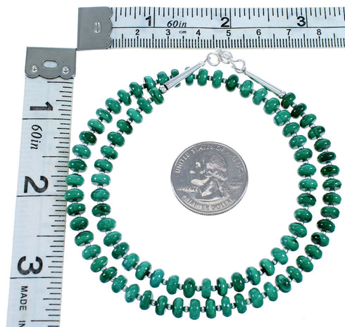 Malachite And Sterling Silver Southwest Bead Necklace RX114716